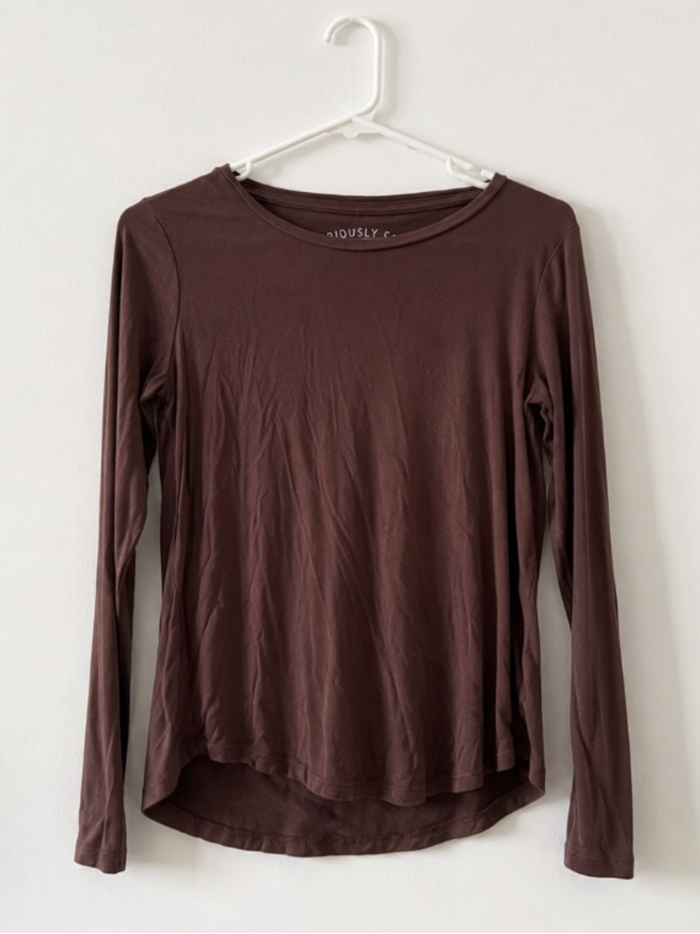 Aeropostale Women's Long-Sleeve Brown Crew Neck Tee